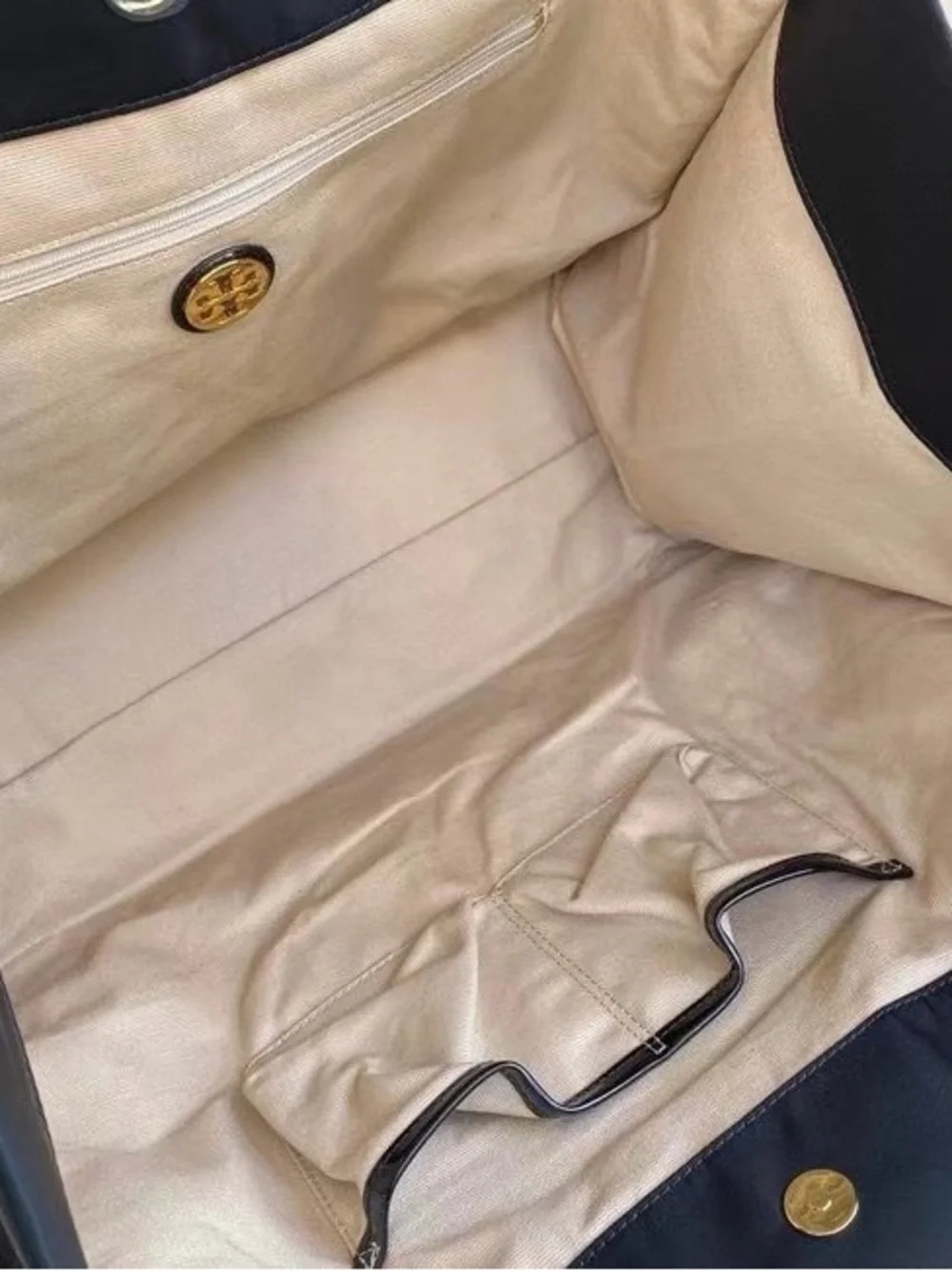 Tory Burch Black Patent Logo Tote